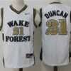 Wake Forest Demon Deacons Black #21 Tim Duncan NCAA Basketball Jersey White