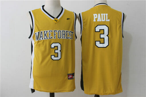Wake Forest University #3 Chris Paul NCAA Basketball Jersey Yellow