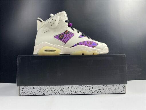 Air Jordan 6 Quai 54 Beige Purple Plaid - Image 5
