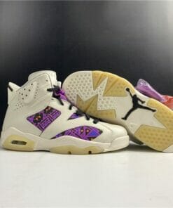 Air Jordan 6 Quai 54 Beige Purple Plaid