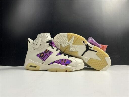Air Jordan 6 Quai 54 Beige Purple Plaid