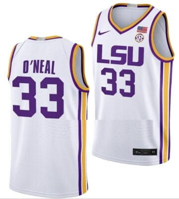 Shaquille O'Neal Jersey LSU Tigers College Basketball Limited White #33 8 Shaquille O'Neal Jersey LSU Tigers College Basketball Limited White #33