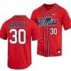 Aaron Barrett Jersey Ole Miss Rebels College Baseball Red #30