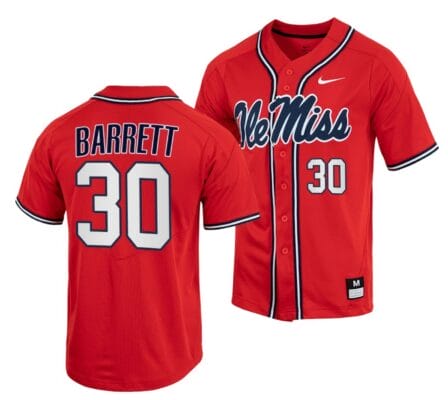 Aaron Barrett Jersey Ole Miss Rebels College Baseball Red #30 6 Aaron Barrett Jersey Ole Miss Rebels College Baseball Red #30
