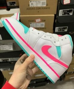 Air Jordan 1 Mid GS Pink Green Barbie Pink