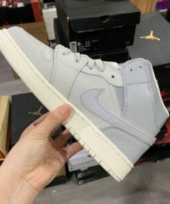 Alternative view of Air Jordan 1 Mid Haze Blue Silver White Grey