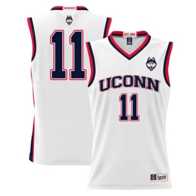 Alex Karaban Jersey UConn Huskies College Basketball White Red Border #11 12 Alex Karaban Jersey UConn Huskies College Basketball White Red Border #11