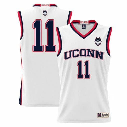 Alex Karaban Jersey UConn Huskies College Basketball White Red Border #11