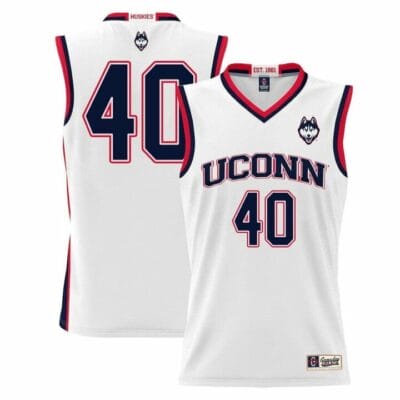 Andre Johnson Jr Jersey UConn Huskies College Basketball White Red Border #40