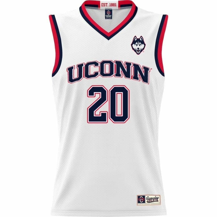 Andrew Hurley Jersey UConn Huskies College Basketball White Red Border #20 2 Andrew Hurley Jersey UConn Huskies College Basketball White #20