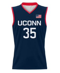 Alternative view of Azzi Fudd Jersey UConn Huskies College Basketball Navy #35