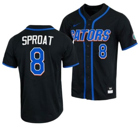 Brandon Sproat Jersey Florida Gators Baseball NCAA College Black Full-Button #8 6 Brandon Sproat Jersey Florida Gators Baseball NCAA College Black Full-Button #8