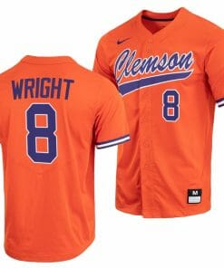 Blake Wright Jersey Clemson Tigers College Baseball Orange Full-Button #8