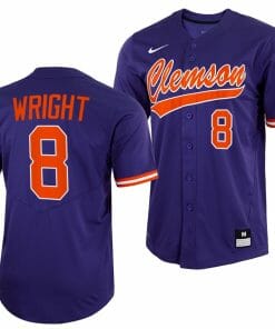Blake Wright Jersey Clemson Tigers College Baseball Purple Full-Button #8