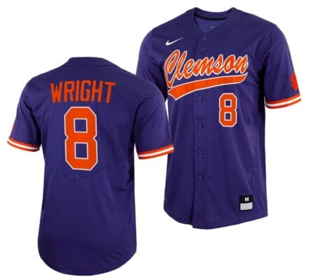 Blake Wright Jersey Clemson Tigers College Baseball Purple Full-Button #8