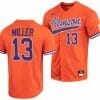 Brad Miller Jersey Clemson Tigers College Baseball Orange Full-Button #13