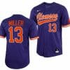 Brad Miller Jersey Clemson Tigers College Baseball Purple Full-Button #13 3 Brad Miller Jersey Clemson Tigers College Baseball Purple Full-Button #13