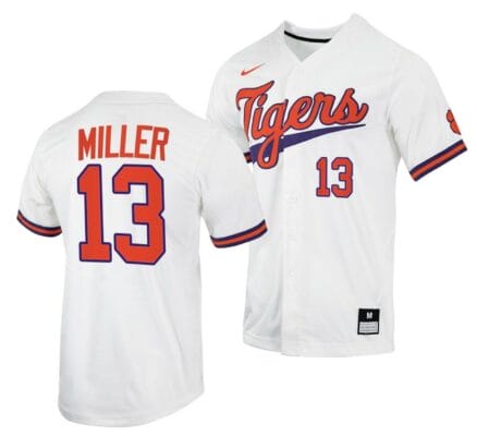 Brad Miller Jersey Clemson Tigers College Baseball White #13 6 Brad Miller Jersey Clemson Tigers College Baseball White #13