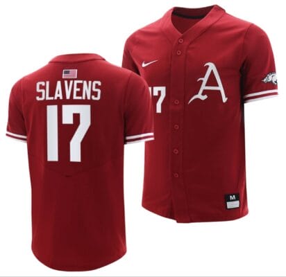 Brady Slavens Jersey Arkansas Razorbacks College Baseball Cardinal #17