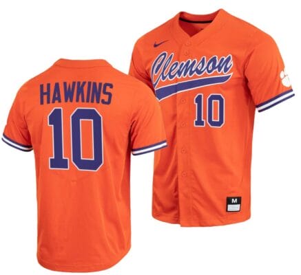 Bryar Hawkins Jersey Clemson Tigers College Baseball Orange Full-Button #10