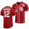 Bryce Madron Jersey Oklahoma Sooners Baseball NCAA College Crimson 125th Season Full-Button #12