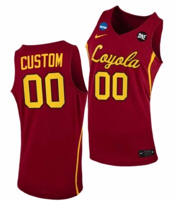 Custom Loyola Ramblers Jersey Name and Number College Basketball Maroon 2021 March Madness Sweet 16 Home