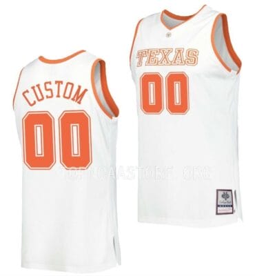 Custom Texas Longhorns Jersey Name and Number College Basketball Throwback White 6 Custom Texas Longhorns Jersey Name and Number College Basketball Throwback White