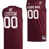 Custom Texas AM Aggies Jersey Name and Number College Basketball Maroon