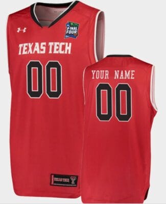 Custom Texas Tech Jersey Name and Number College Basketball 2019 Final Four Red 6 Custom Texas Tech Jersey Name and Number College Basketball 2019 Final Four Red