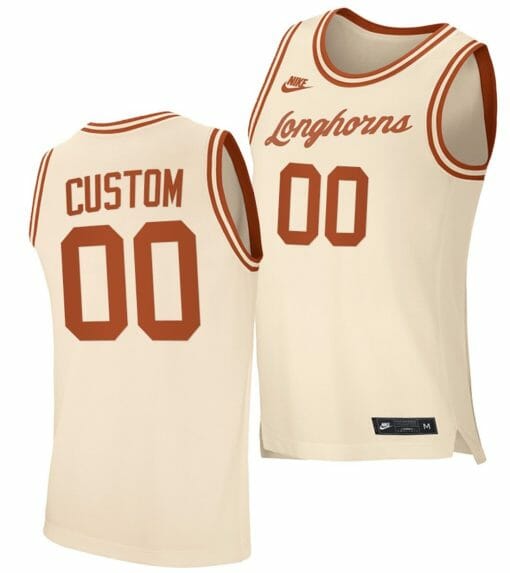Custom Texas Longhorns Jersey Name and Number College Basketball Cream Retro Replica