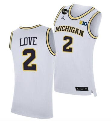 Caleb Love Jersey Michigan Wolverines College Basketball Replica Jersey White #2