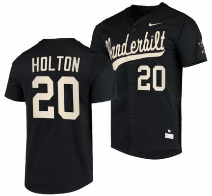 Carter Holton Jersey Vanderbilt Commodores College Baseball Replica Black #20 6 Carter Holton Jersey Vanderbilt Commodores College Baseball Replica Black #20