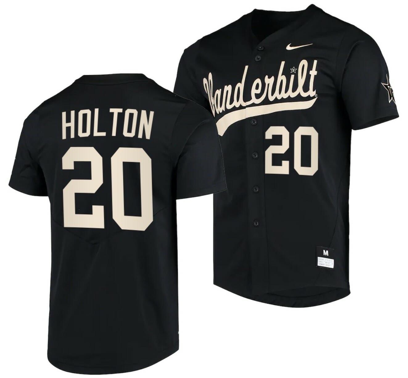 Carter Holton Jersey Vanderbilt Commodores College Baseball Replica Black #20 1 Carter Holton Jersey Vanderbilt Commodores College Baseball Replica Black #20