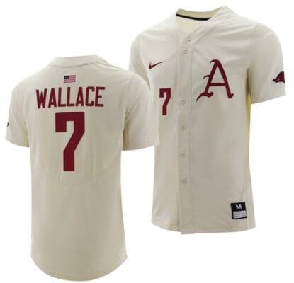 Cayden Wallace Jersey Arkansas Razorbacks College Baseball Full-Button Natural #7