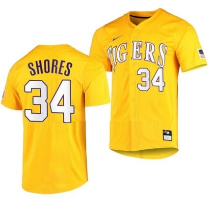 Chase Shores Jersey LSU Tigers Baseball NCAA College Yellow Alumni #34