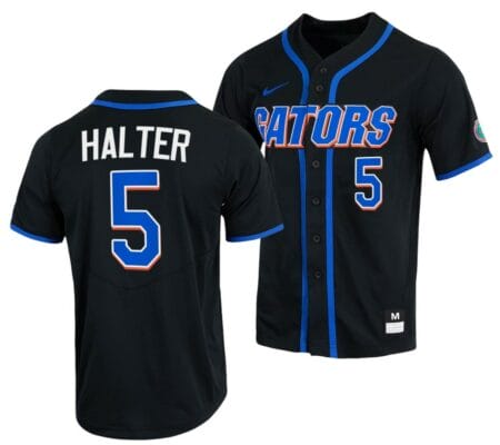 Colby Halter Jersey Florida Gators College Baseball Full-Button Black #5