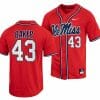 Cole Baker Jersey Ole Miss Rebels College Baseball Red #43 3 Cole Baker Jersey Ole Miss Rebels College Baseball Red #43