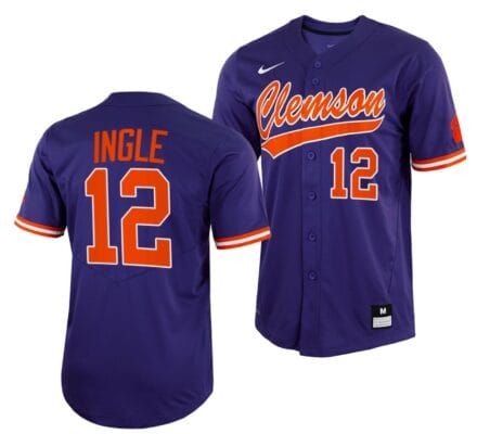 Cooper Ingle Jersey Clemson Tigers College Baseball Purple Full-Button #12