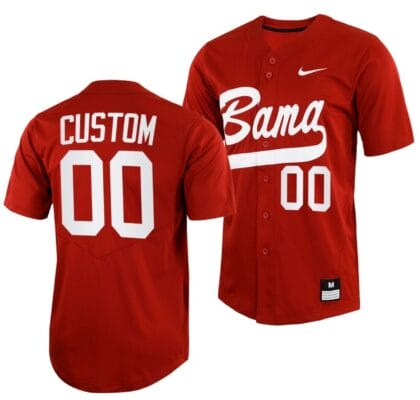Custom Alabama Baseball Jersey Crimson Tide Name and Number NCAA College Full Button Red