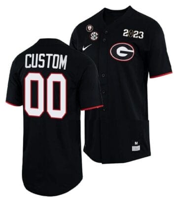 Custom Georgia Bulldogs Baseball Jersey Name and Number NCAA College 2022 National Champions Black 6 Custom Georgia Bulldogs Baseball Jersey Name and Number NCAA College 2022 National Champions Black