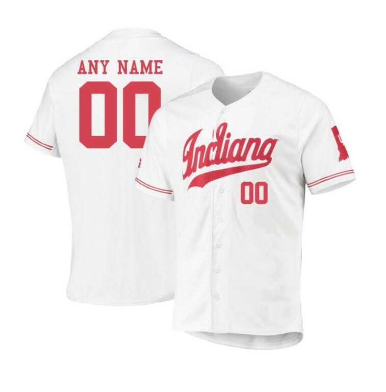 Custom Indiana Hoosiers Jersey Name and Number Baseball NCAA College White 1 Custom Indiana Hoosiers Baseball Jersey Name and Number NCAA College White