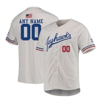 Custom Kansas Jayhawks Baseball Jersey Name and Number NCAA College White