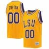 Custom LSU Tigers Basketball Jersey Name and Number 2023 NCAA College Retro Gold