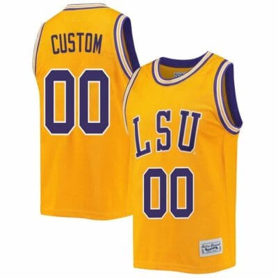 Custom LSU Tigers Basketball Jersey Name and Number 2023 NCAA College Retro Gold