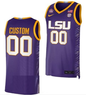 Custom LSU Tigers Jersey Name and Number 2023 NCAA Basketball National Champions Purple 6 Custom LSU Tigers Jersey Name and Number 2023 NCAA Basketball National Champions Purple