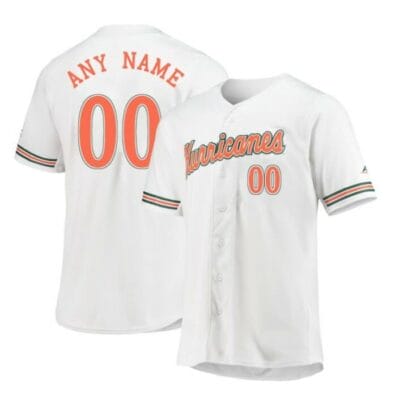 Custom Miami Hurricanes Jersey Name and Number Baseball NCAA College White 6 Custom Miami Hurricanes Baseball Jersey Name and Number NCAA College White