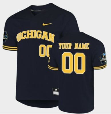 Custom Michigan Wolverines Jersey Name and Number NCAA College 2019 World Series Navy