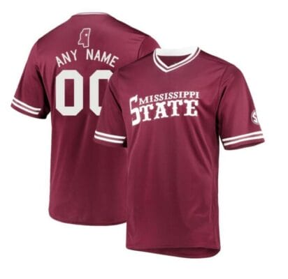 Custom Mississippi State Bulldogs Baseball Jersey Name and Number College Maroon