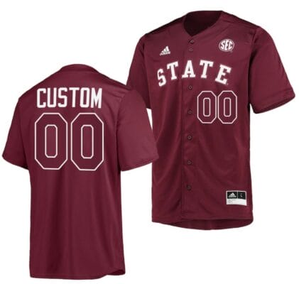 Custom Mississippi State Bulldogs Baseball Jersey Name and Number NCAA College Maroon