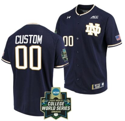 Custom Notre Dame Baseball Jersey Fighting Irish Name and Number NCAA 2022 College World Series Navy